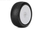 Jetko Tires Block In 1/8 Buggy Tires Mounted on White Dish Rims, Ultra Soft (2)