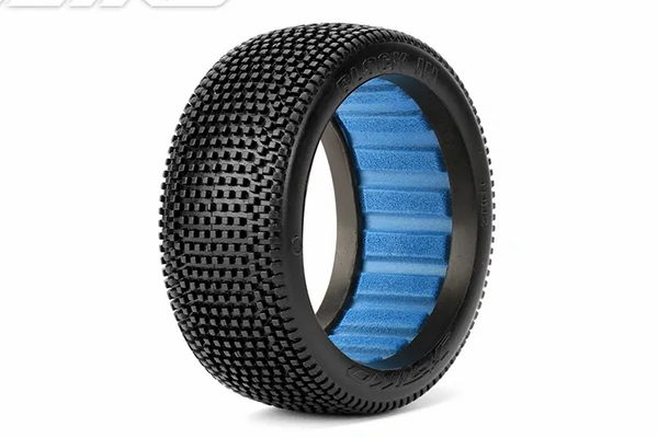 Jetko Tires Block In 1/8 Buggy Tires Mounted on White Dish Rims, Ultra Soft (2)