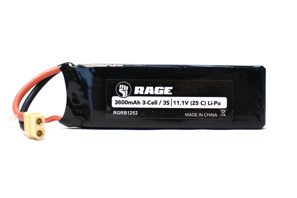 Rage R/C RGRB1252 11.1V 3S 25C 3600mAh Li-Po Battery w/ XT60 SC700BL Super Cat