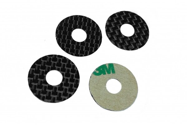 1UP Racing Carbon Fiber Body Washers Adhesive Backed 6mm Post, 4pcs