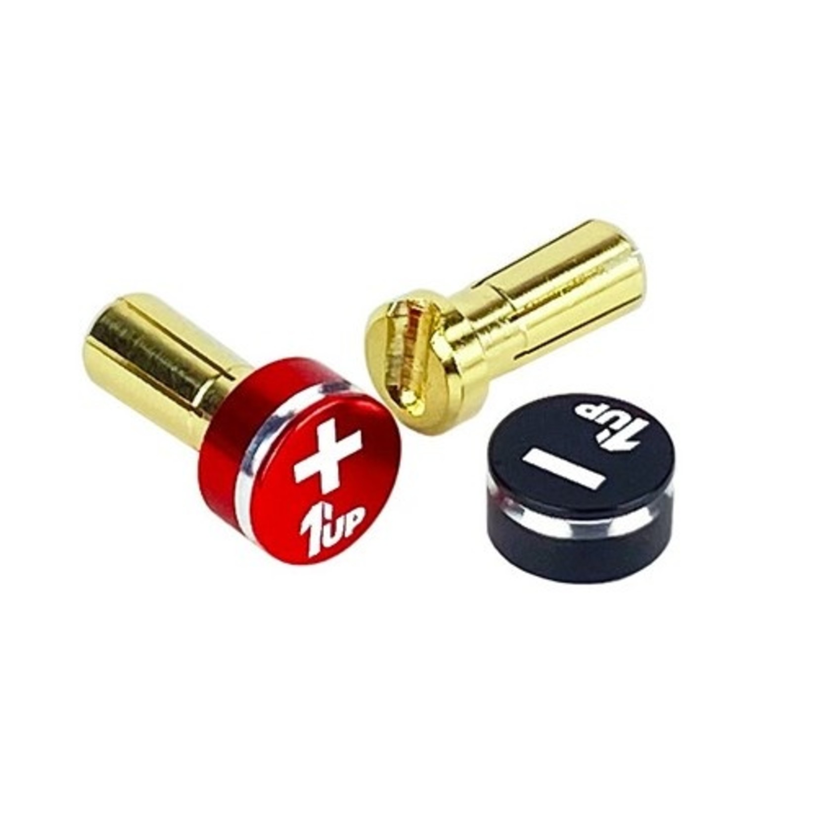 1UP Racing 1UP190432  LowPro Bullet Plugs & Grips, 5mm, Red/Black