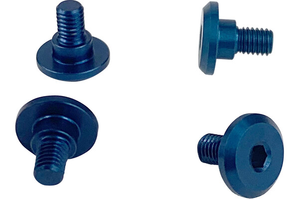 1UP Racing Servo Mounting Screws, 4.2mm Neck M3 x 4mm Thread, Blue w/ Silver, Chamfer