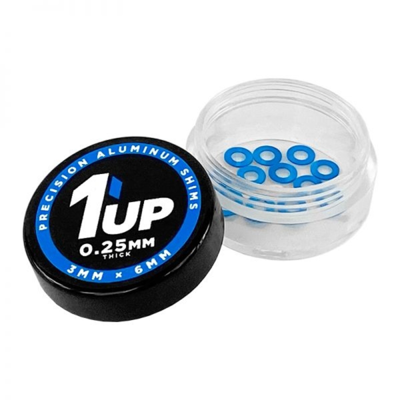 1UP Racing 3x6x0.25mm Precision Aluminum Shims, Blue, 12pcs