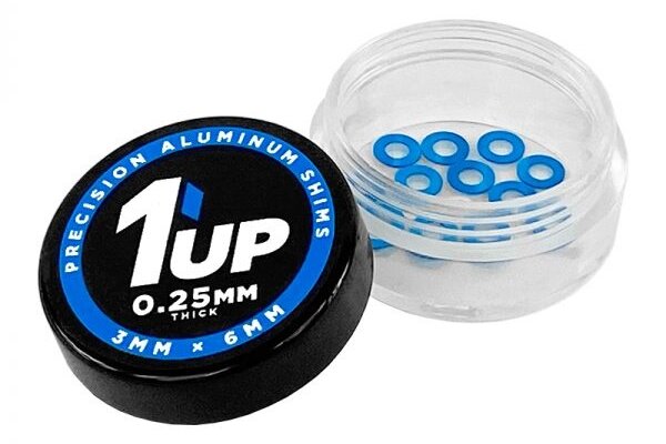 1UP Racing 3x6x0.25mm Precision Aluminum Shims, Blue, 12pcs