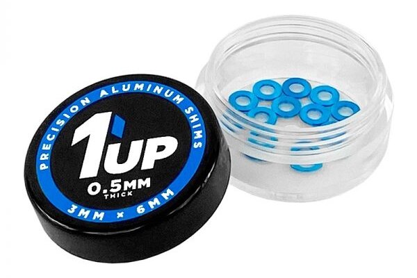 1UP Racing 3x6x0.5mm Precision Aluminum Shims, Blue, 12pcs