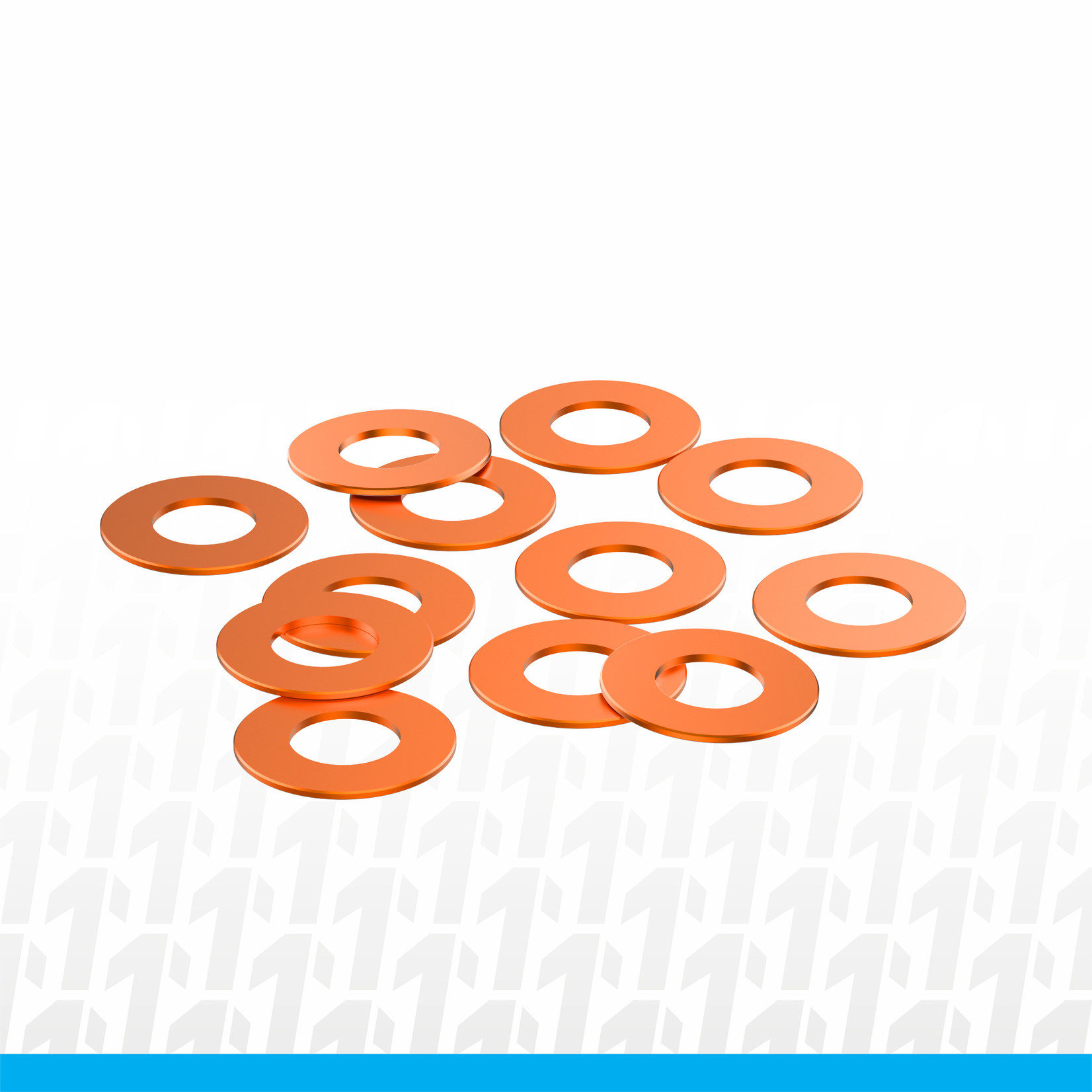 1UP Racing 3x6x0.25mm Precision Aluminum Shims, Orange, 12pcs *Special Order Only