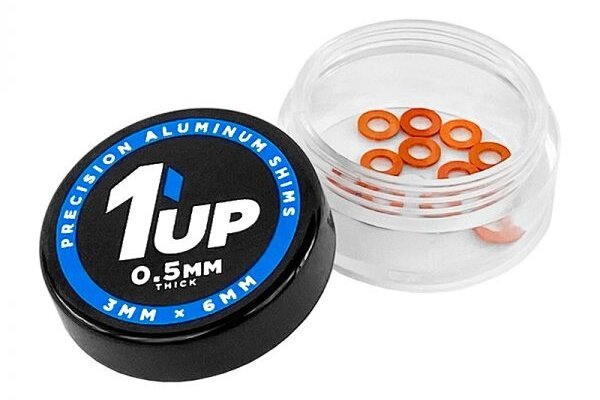 1UP Racing 3x6x0.5mm Precision Aluminum Shims, Orange, 12pcs