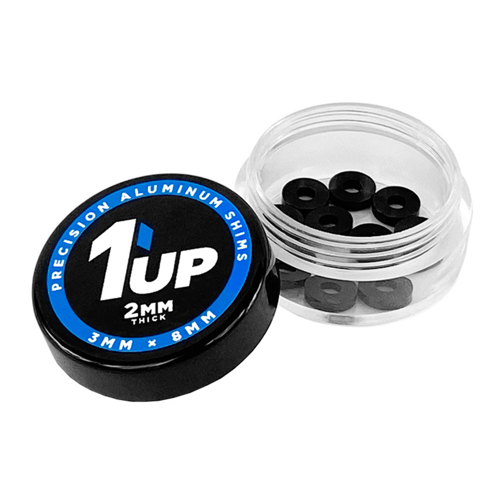 1UP Racing 3x8x2mm Precision Aluminum Shims, Black, 10pcs