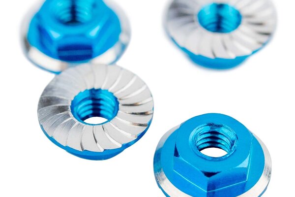 1UP Racing Bright Blue Lockdown M4 Wheel Nuts, 4pcs