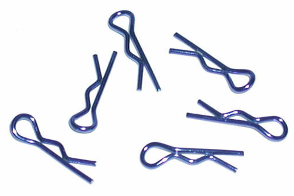 Team Associated Metallic Blue Body Clips, 6 Short