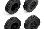 Team Associated MT28 Front and Rear Wheels and Tires, Mounted