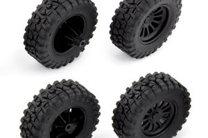 Team Associated MT28 Front and Rear Wheels and Tires, Mounted