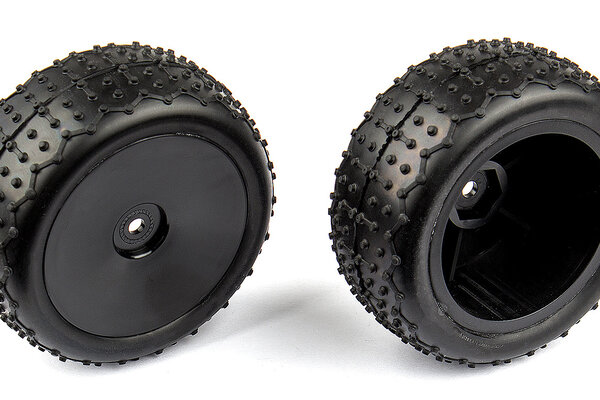 Team Associated Front Narrow Mini Pin Tires, mounted for Reflex 14T or 14B