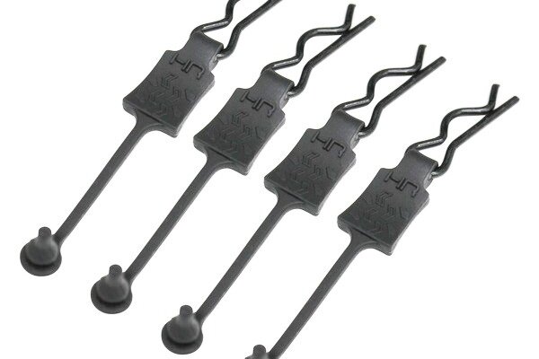 Hot Racing HRABWP39E01  Body Clip Retainers, for 1/8 Scale, Black Chrome (4pcs)