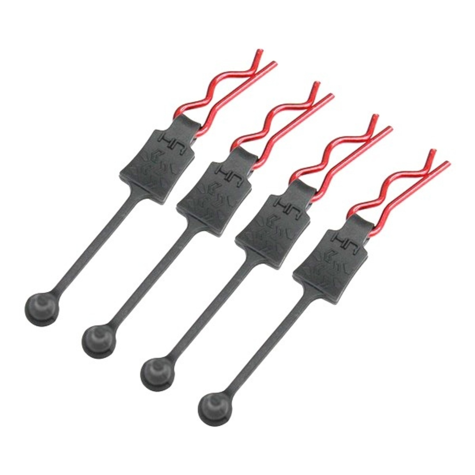 Hot Racing HRABWP39E02 Body Clip Retainers, for 1/8th Scale, Red (4pcs)
