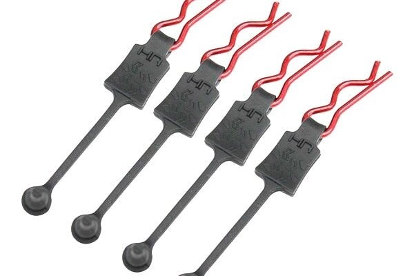 Hot Racing HRABWP39E02 Body Clip Retainers, for 1/8th Scale, Red (4pcs)