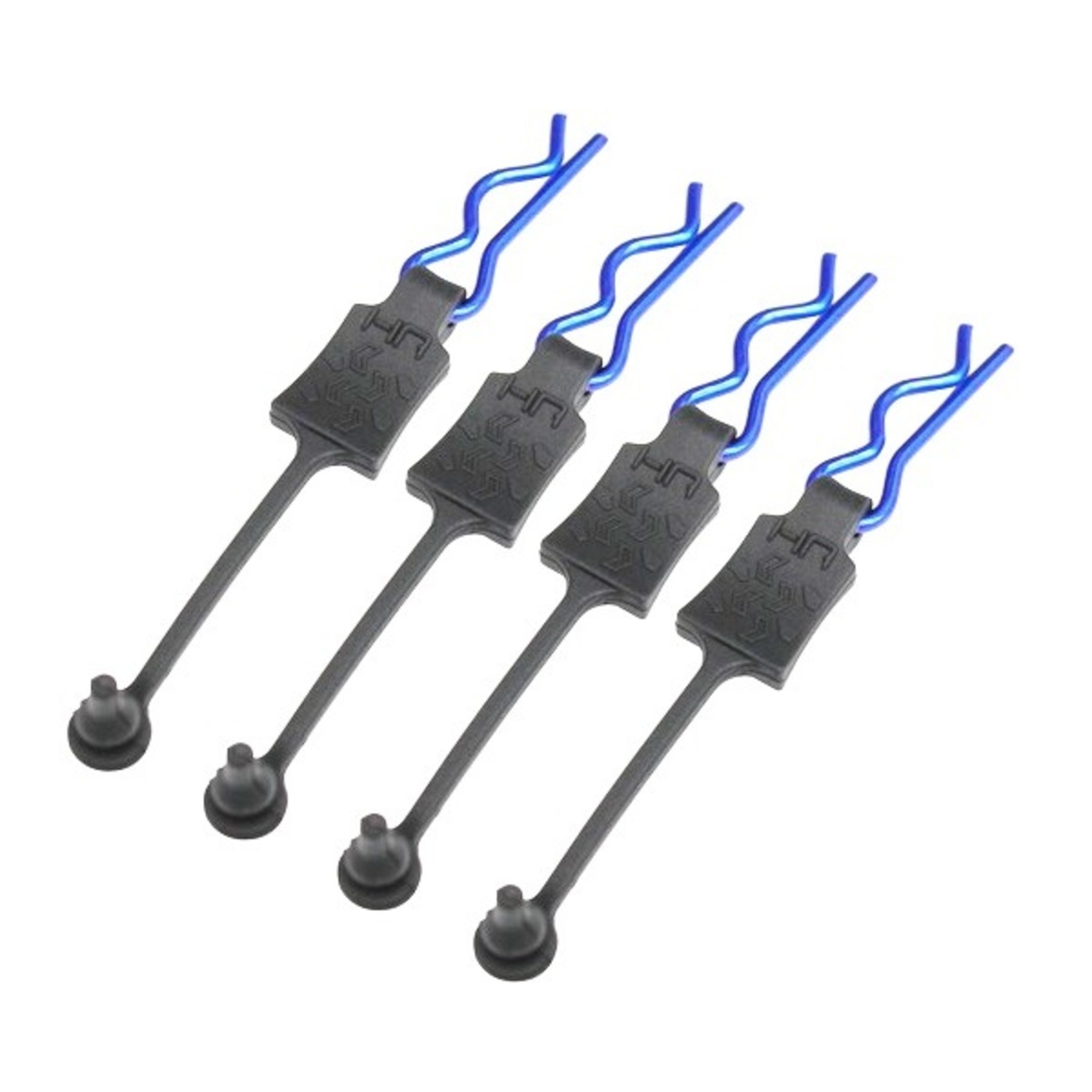 Hot Racing HRABWP39E06  BWP39E06 Body Clip Retainers, 1/8th Scale, Blue (4)