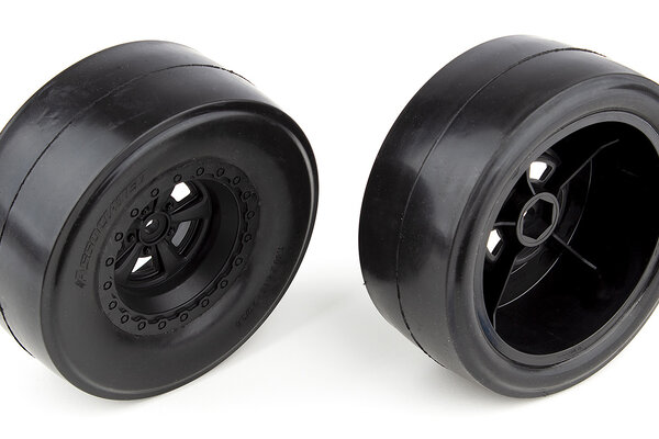 Team Associated DR10 Rear Wheels & Drag Slick Tires, Mounted
