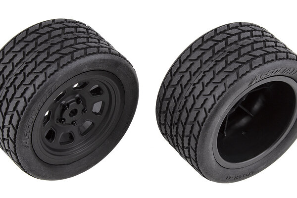 Team Associated ASC71195  SR10 Rear Wheels w/ Street Stock Tires, Mounted
