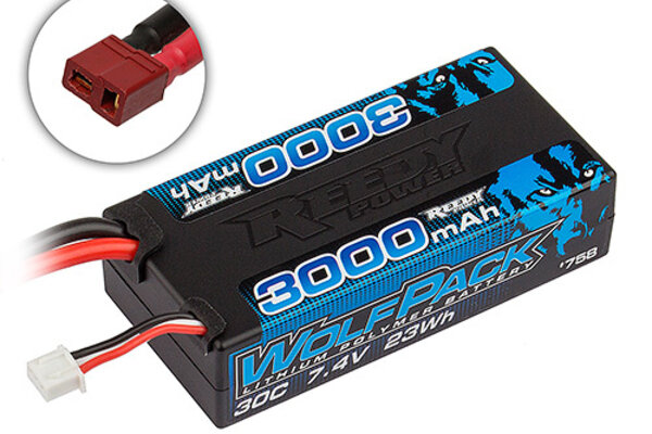 Team Associated ASC758  Reedy Wolfpack LiPo 3000mAh 30C 7.4V Shorty Pack, T-Plug