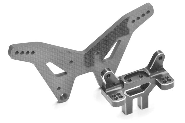Exotek Racing Carbon Rear Tower Set, 7075 and 4mm CF, for 22S Drag