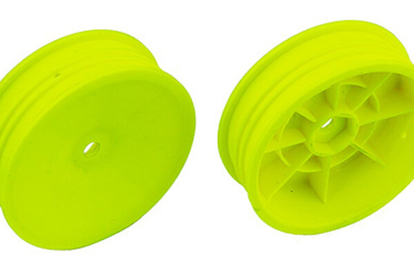 Team Associated Slim Front Wheels, 2WD Yellow 2.2" 12mm Hex, for B6 and B6D