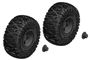 Corally (Team Corally) Tire and Wheel Set - Truck - Black Rims - 1 Pair: Mammoth,