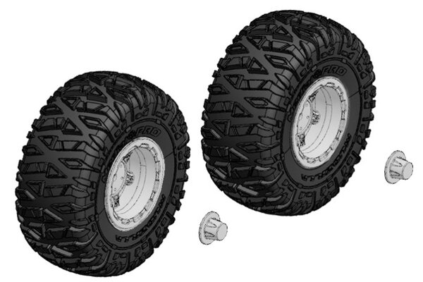 Corally (Team Corally) Tire and Wheel Set - Truck - Chrome Rims - 1 Pair: Mammoth,
