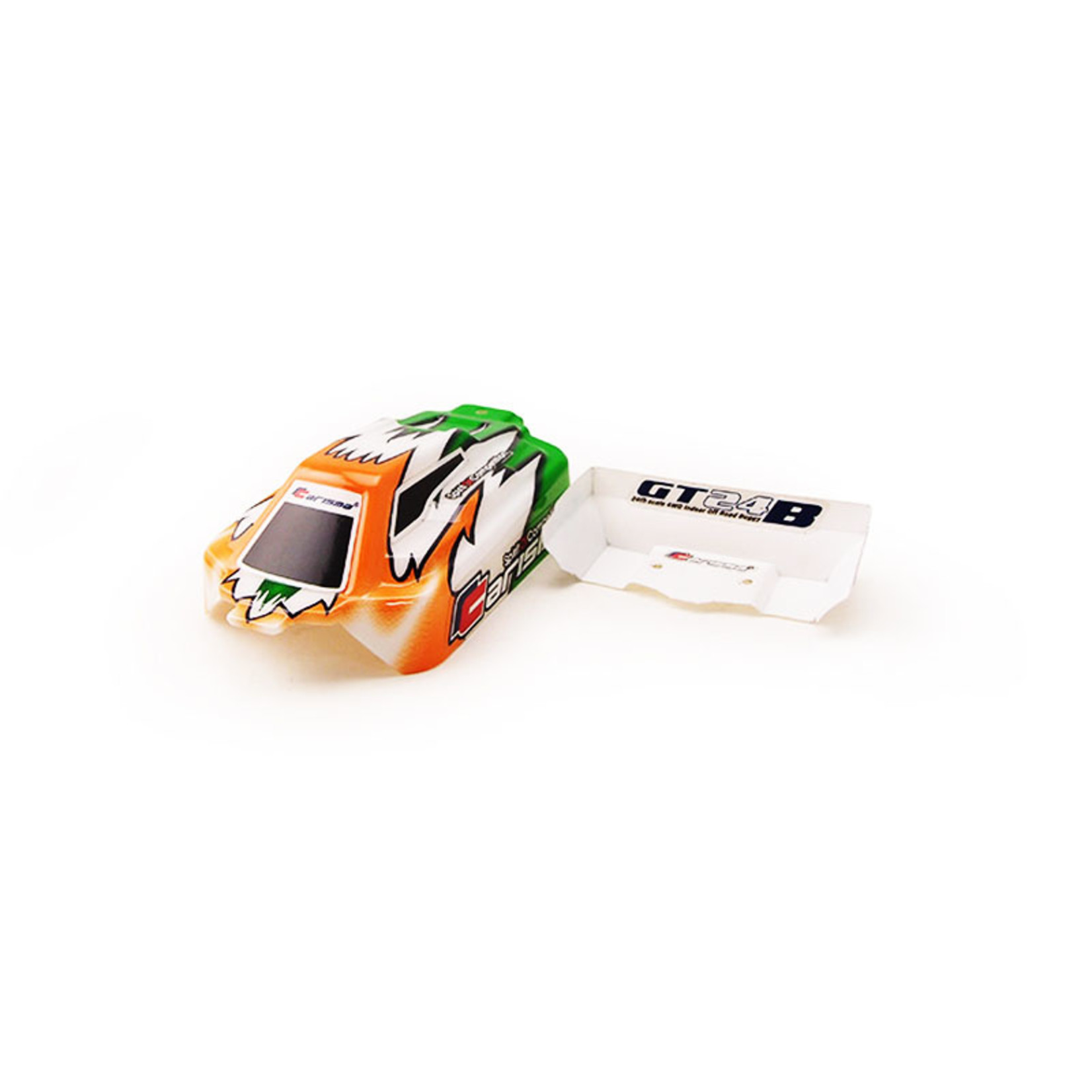 CARISMA GT24B Painted and Decorated Buggy Body; Orange / Green