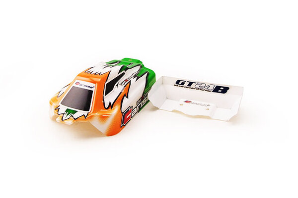 CARISMA GT24B Painted and Decorated Buggy Body; Orange / Green