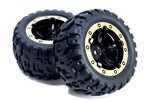 Blackzon Slyder MT Wheels/Tires Assembled (Black/Gold)
