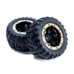 Blackzon Slyder MT Wheels/Tires Assembled (Black/Gold)
