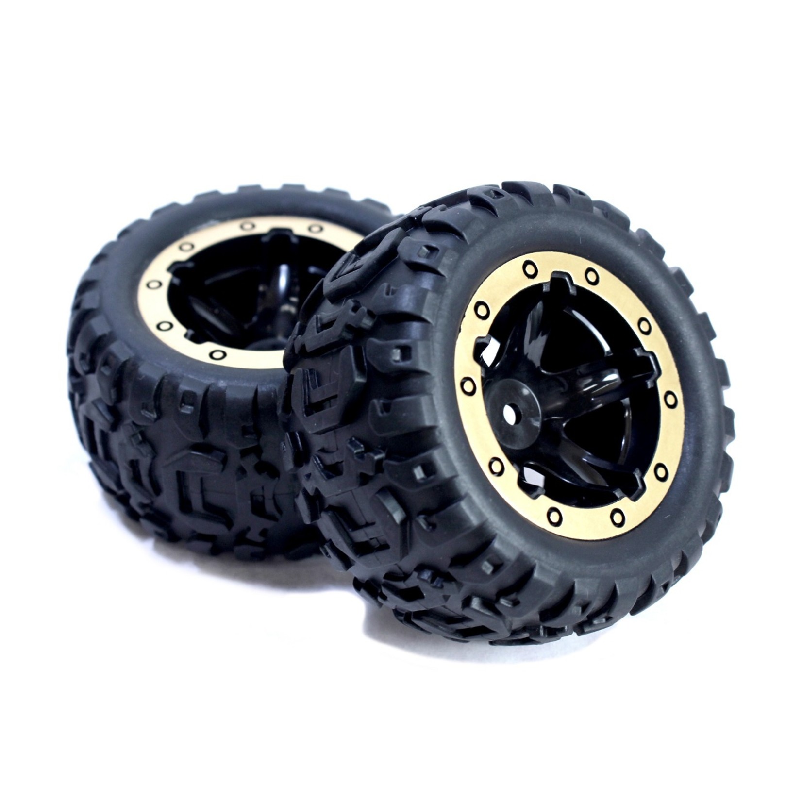 Blackzon Slyder MT Wheels/Tires Assembled (Black/Gold)