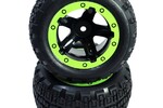 Blackzon Slyder ST Wheels/Tires Assembled (Black/Green)