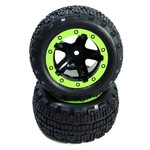 Blackzon Slyder ST Wheels/Tires Assembled (Black/Green)