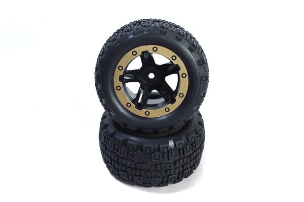 Blackzon Slyder ST Wheels/Tires Assembled (Black/Gold)