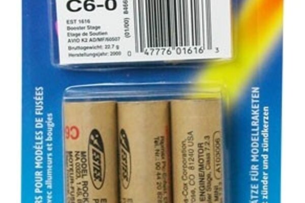 Estes Rockets EST1616  C6-0 Model Rocket Engines (3pk)