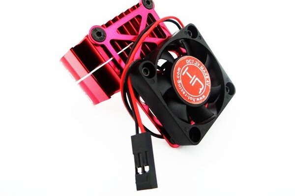 Hot Racing Clip-On Two-Piece Motor Heat Sink w/ Fan, Red