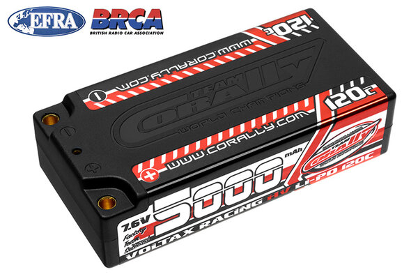 Corally (Team Corally) 5000mAh - 7.6v 2S Voltrax Shorty Hardcase Lipo Battery -
