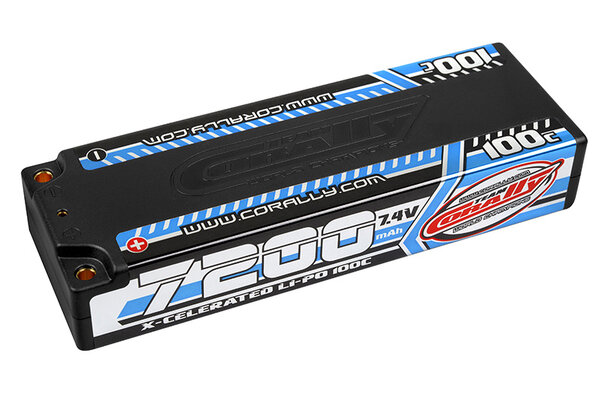 Corally (Team Corally) 7200mAh 7.4v 2S 100C X-Celerated Hardcase Lipo