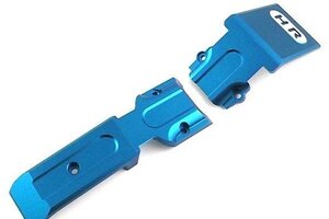 Hot Racing Aluminum Front Skid Plate (Blue), for Traxxas Revo