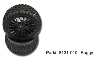 DHK Hobby Tires, Rear - Mounted on Black Wheels (2 pcs) - Wolf 2