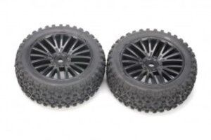 DHK Hobby Tires, Front - Mounted on Black Wheels (2 pcs) - Wolf 2