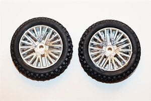 DHK Hobby Tires , Front - Mounted on Chrome Wheels (2pcs) - Wolf 2