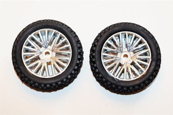 DHK Hobby Tires , Front - Mounted on Chrome Wheels (2pcs) - Wolf 2