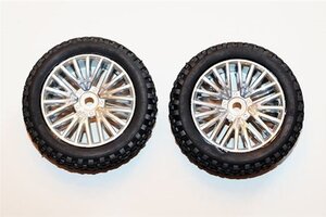 DHK Hobby Tires, Rear - Mounted on Chrome Wheels (2pcs) - Wolf 2