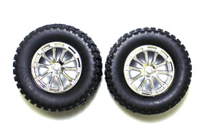 DHK Hobby SCT Tires with Foam, Mounted W/Chrome Wheels (2)