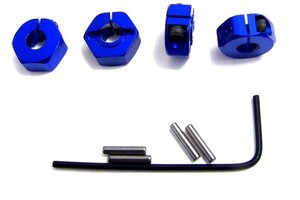 Hot Racing Blue Aluminum Locking 12mm Wheel Hex Kit