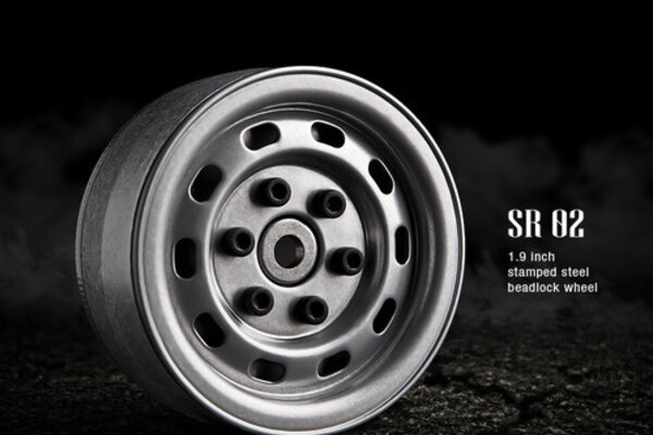 Gmade 1.9 SR02 Beadlock Wheels (Semigloss Silver) (2)