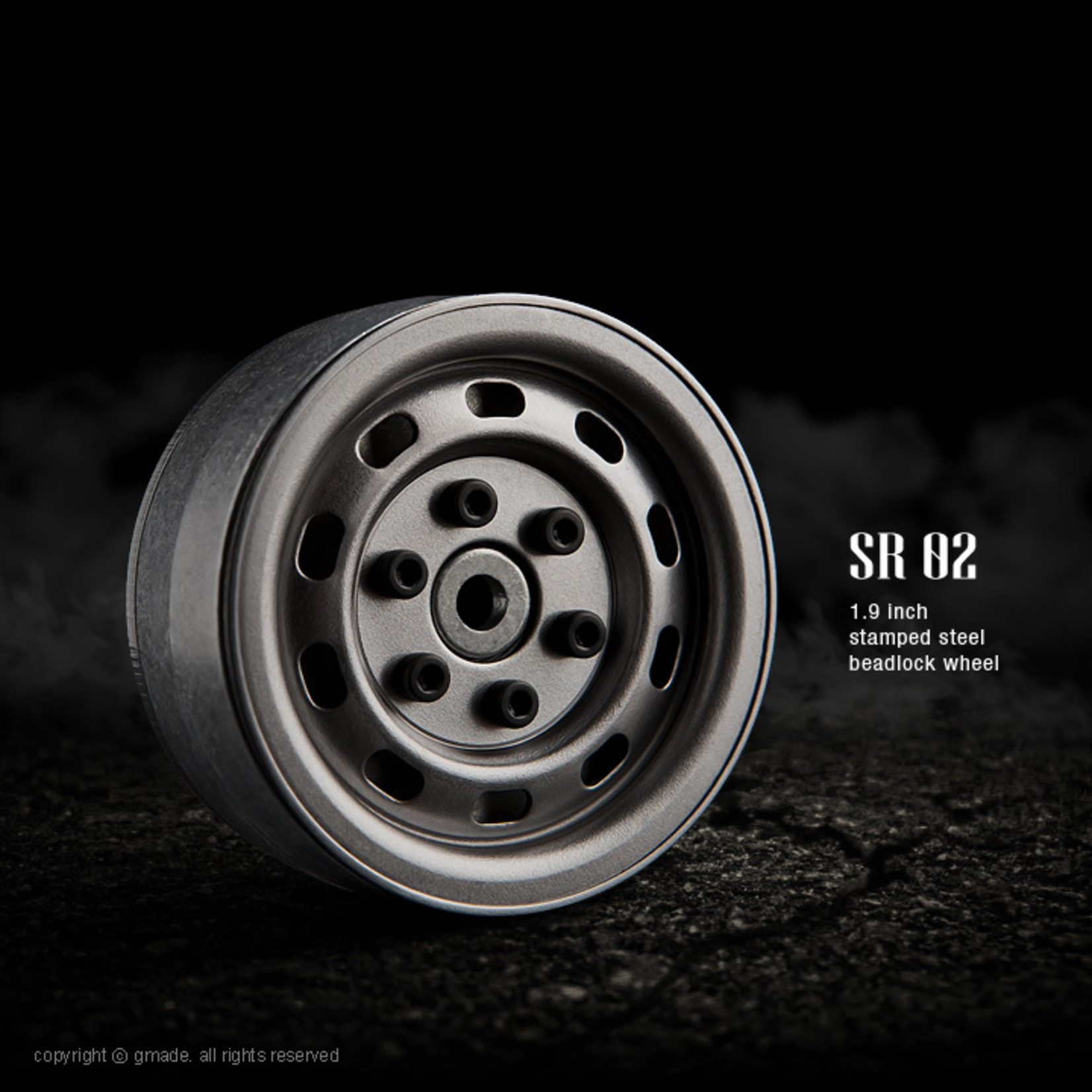 Gmade 1.9 SR02 Beadlock Wheels (Uncoated Steel) (2)